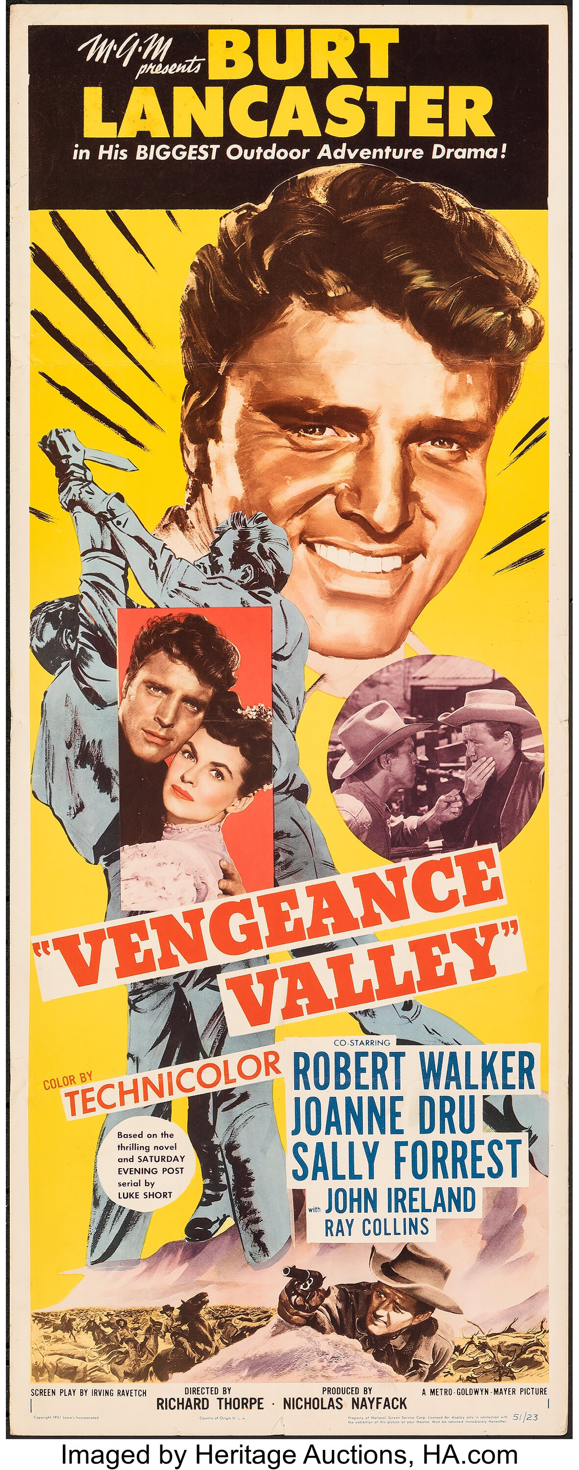 Vengeance Valley (MGM, 1951). Folded, Very Fine-. Insert (14