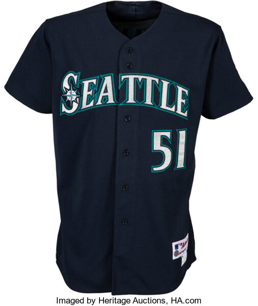 Ichiro Suzuki Seattle Mariners Majestic Official Name & Number T-Shirt -  Light Blue