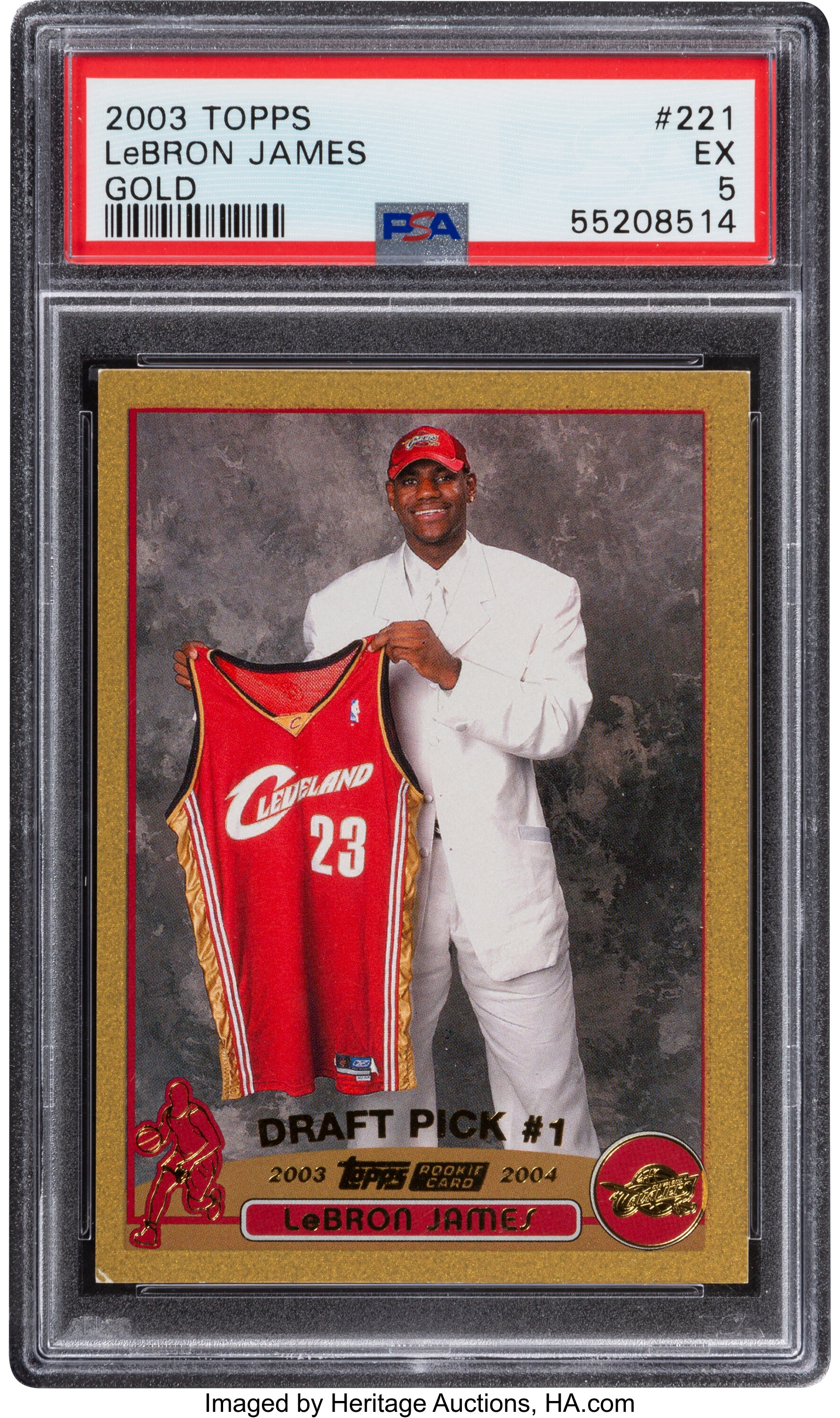 2003 Topps LeBron James (Gold) #221 PSA EX 5 -#'d 45/99. | Lot