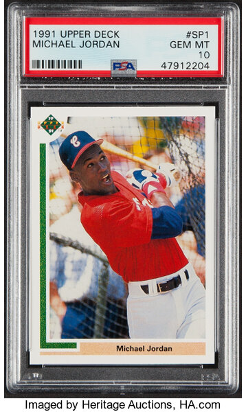 Michael Jordan 1991 Upper Deck Baseball Card #SP1 Graded PSA 8