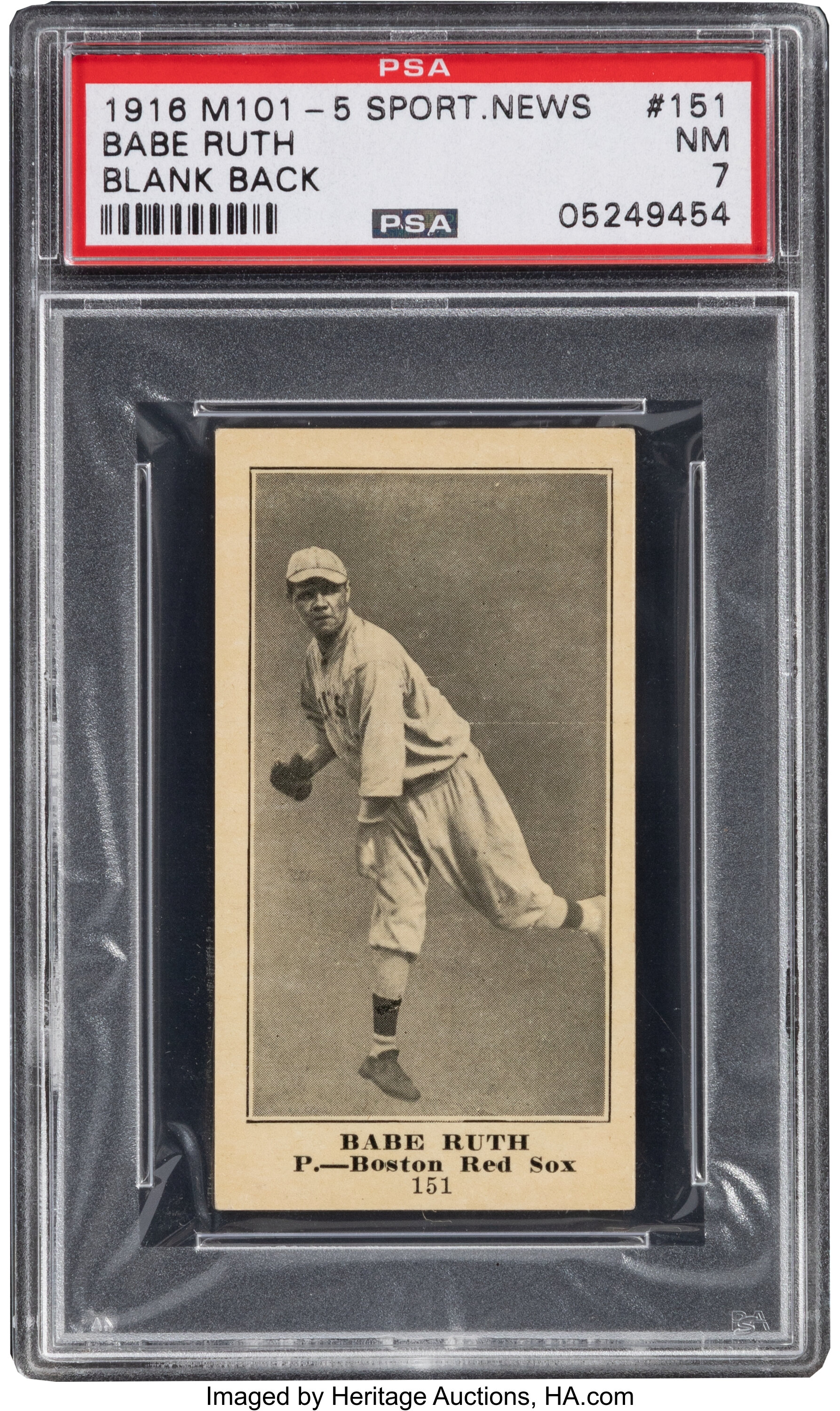 1916 M101-5 Blank Back Sporting News Babe Ruth Rookie #151 PSA NM, Lot  #80236