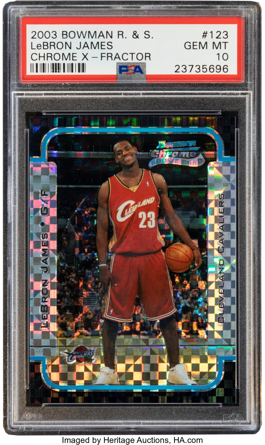 2003 Bowman Rookies & Stars LeBron James (Chrome X-Fractor) #123 PSA Gem Mint 10 - #'d 75/150