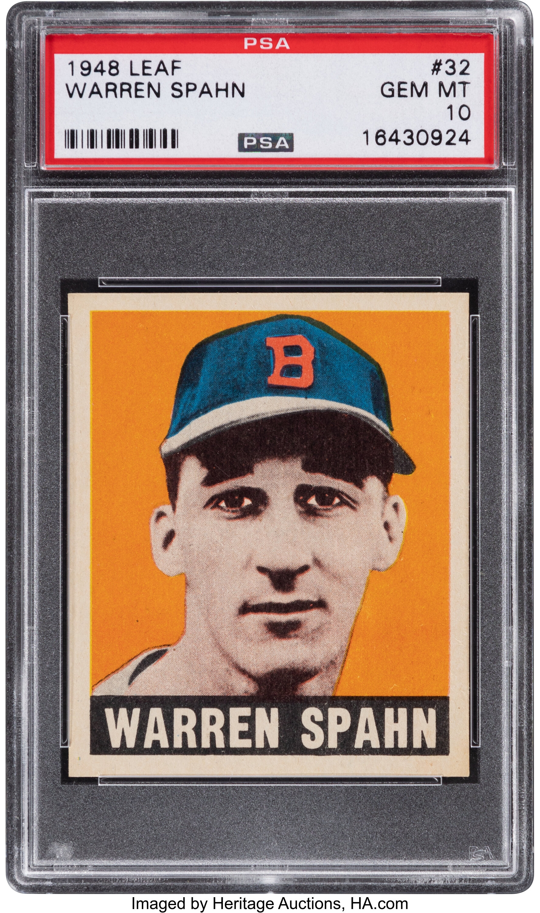 1954 Red Heart Warren Spahn Baseball Card Milwaukee Braves