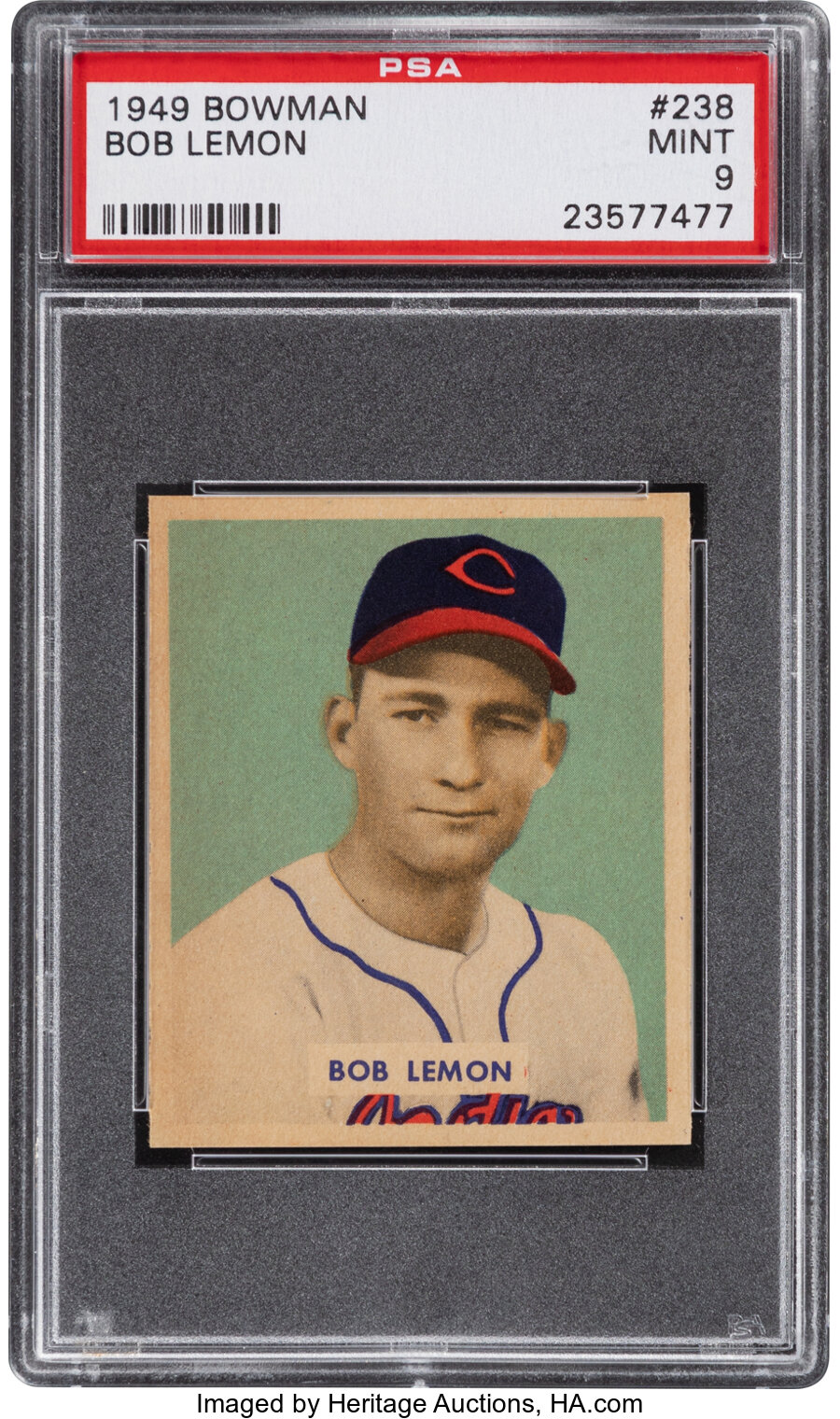 1949 Bowman Bob Lemon #238 PSA Mint 9 - Pop Three, None Higher