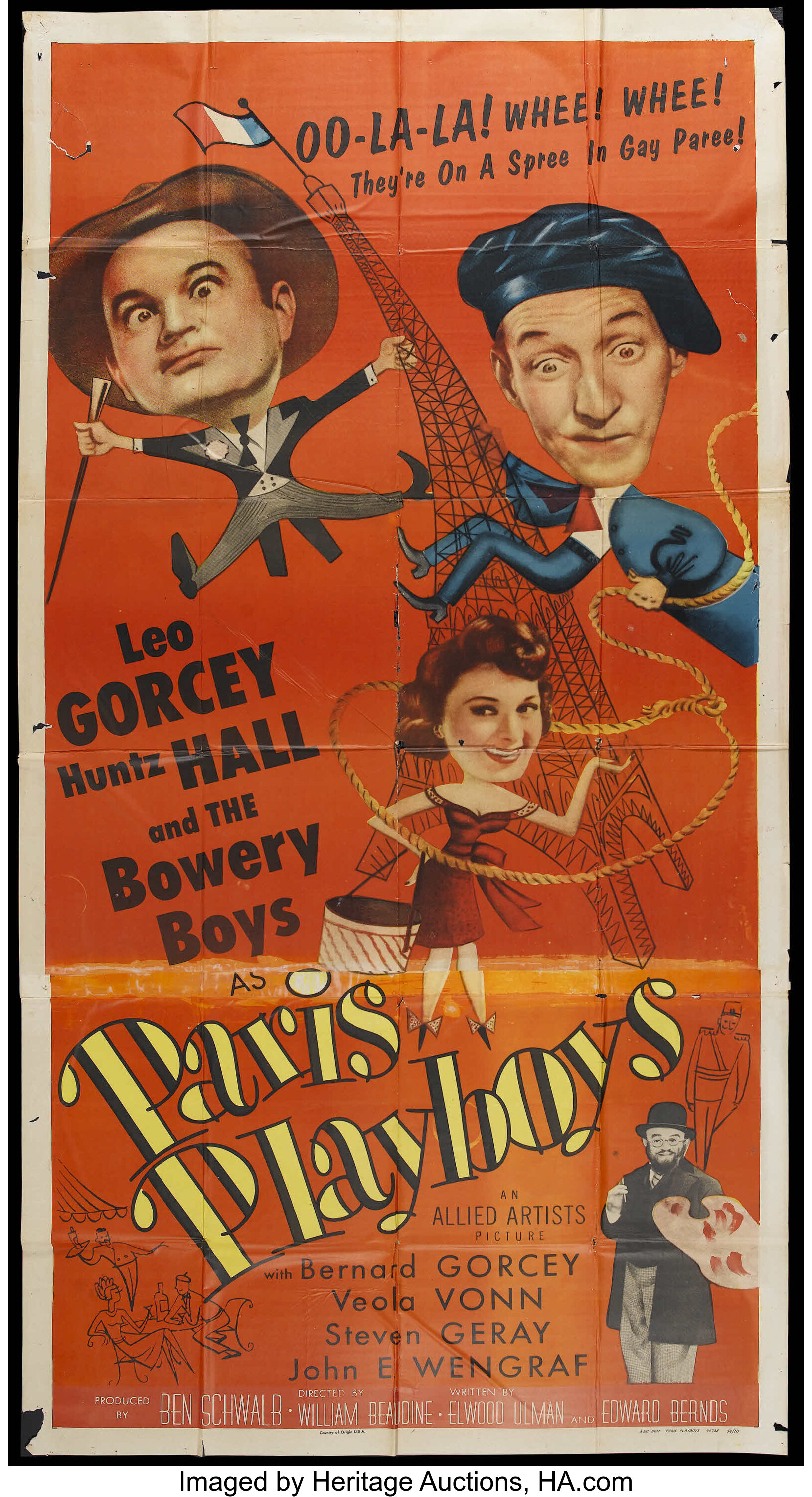 Paris Playboys (Allied Artists, 1954). Three Sheet (41