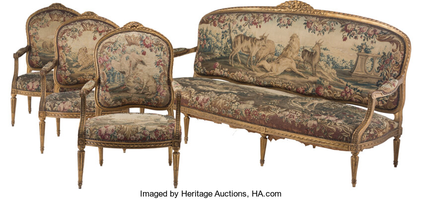 Four Giltwood Aubusson Chairs - French Metro Antiques