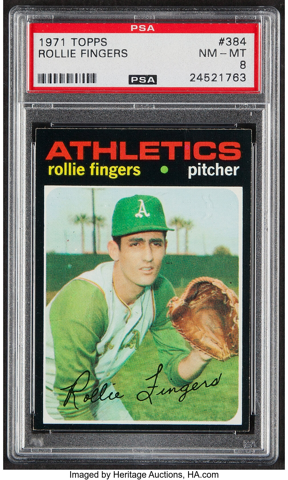 1971 Topps Rollie Fingers #384 PSA NM-MT 8. Baseball Cards, Lot #41066