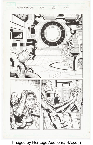 Original Comic Art, Sean Chen and Mark Morales Mighty Avengers #30 Story Page 3 Original Art (Marvel, 2009)....