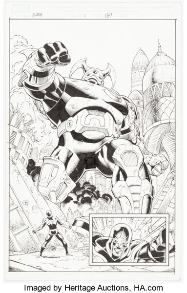 Original Comic Art:Splash Pages, Sean Chen and Scott Hanna Nova #1 Story Page 4 Original Art (Marvel, 2007)....