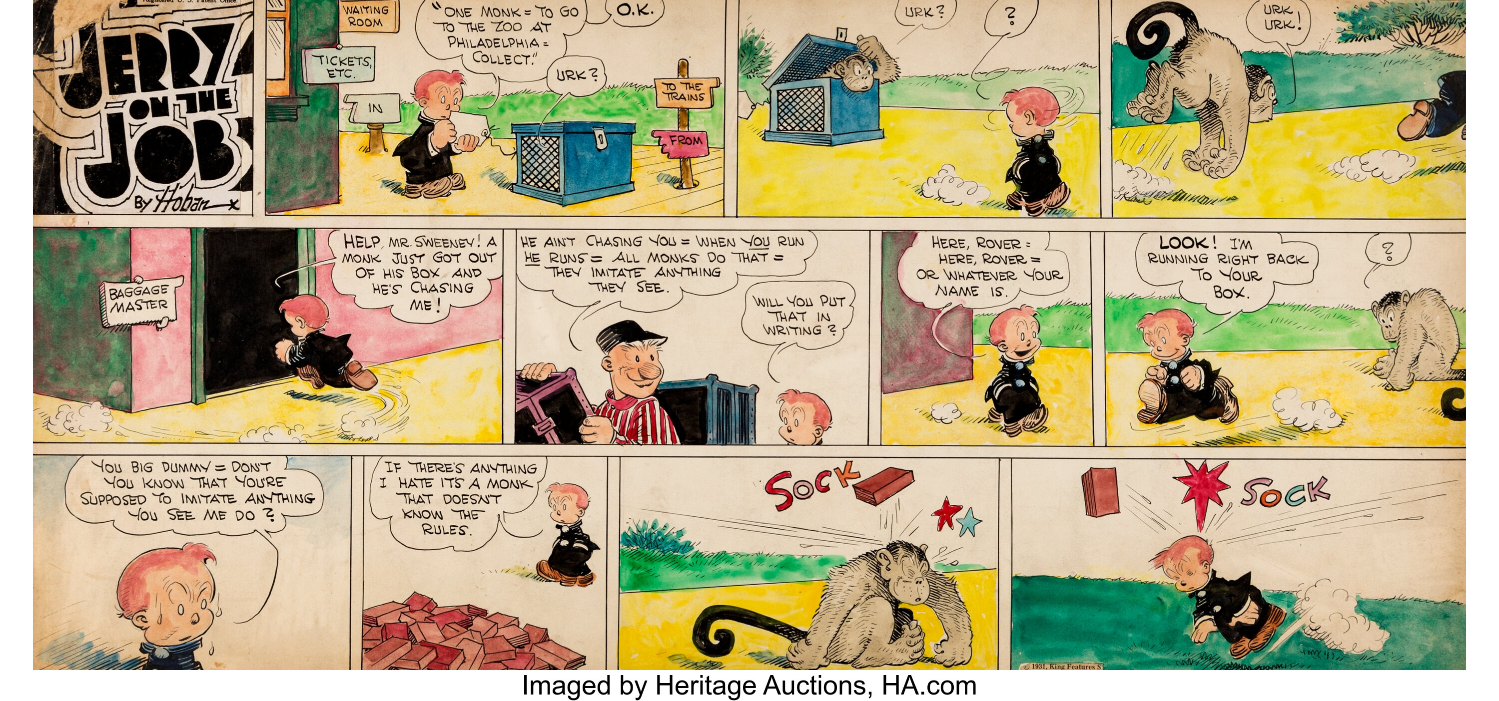 Walter Hoban Jerry on the Job Sunday Comic Strip Hand-Colored | Lot #15778  | Heritage Auctions