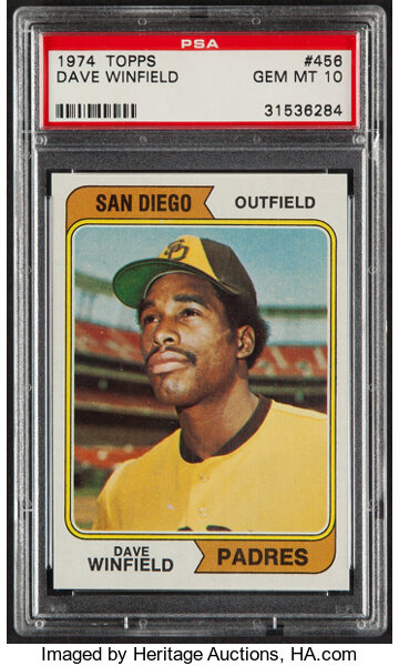 1974 Topps Dave Winfield Rookie #456 PSA Gem Mint 10. Baseball, Lot  #58111
