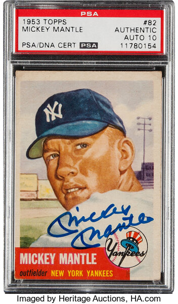 Sold at Auction: Mickey Mantle autographed 1953 Topps Baseball card  (PSA/DNA 9).