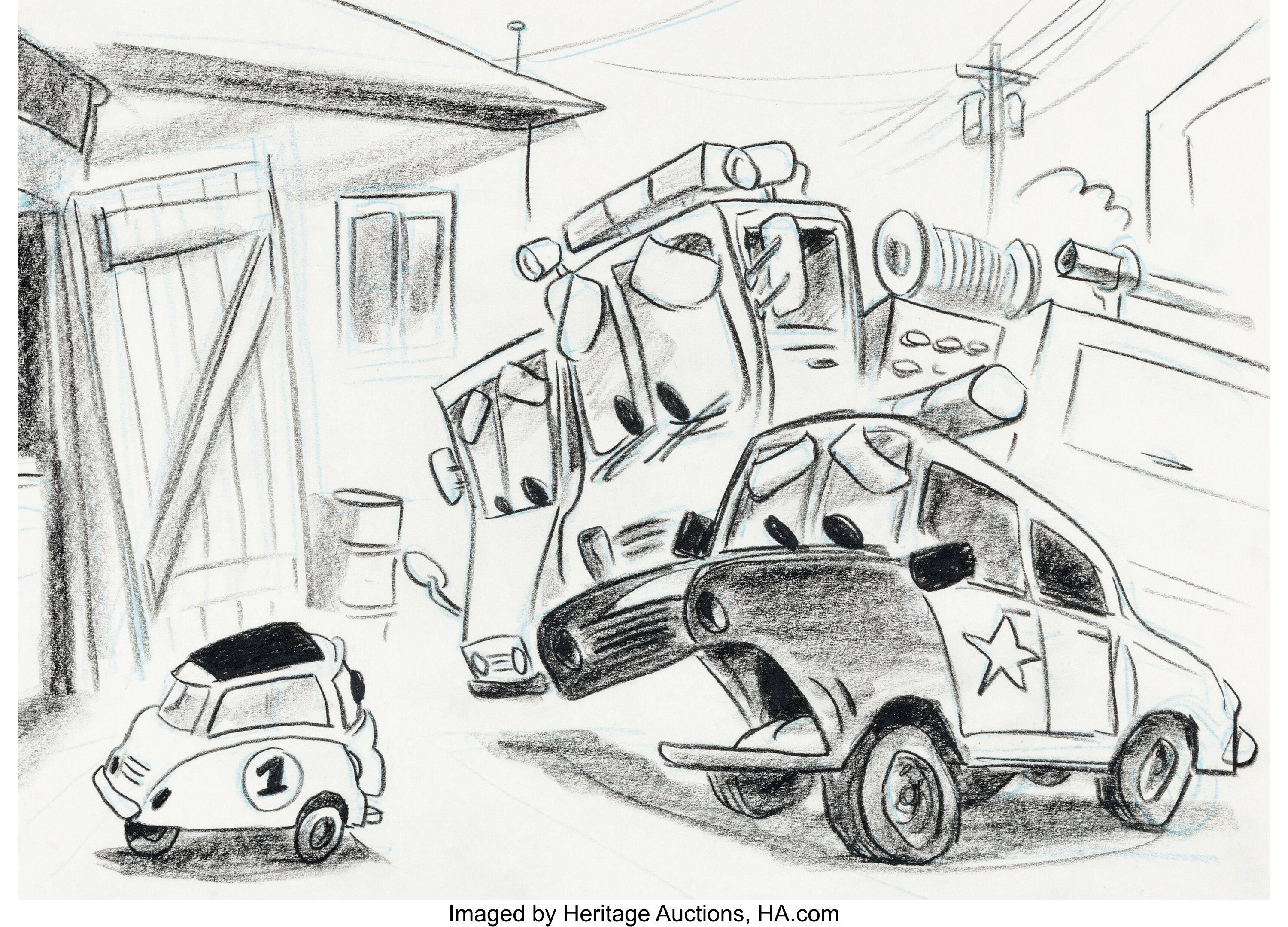 Cars Storyboard/Concept Original Art by Jorgen Klubien (Walt | Lot ...