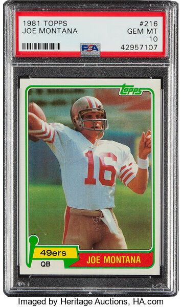 1984 Topps Joe Montana #358 PSA Gem Mint 10. Football Cards, Lot #41103