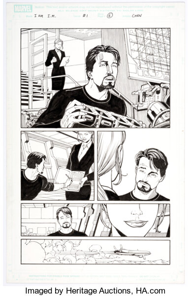 Original Comic Art:Story Page, Sean Chen and Victor Olazaba I Am Iron Man #1 Story Page 6 Original Art (Marvel, 2010). ...