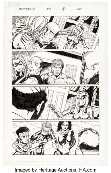 Original Comic Art:Story Page, Sean Chen and Mark Morales Mighty Avengers #30 Story Page 5 Original Art (Marvel, 2009).