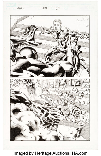 Original Comic Art:Story Page, Sean Chen and Scott Hanna Nova #3 Story Page 2 Original Art (Marvel, 2007). ...