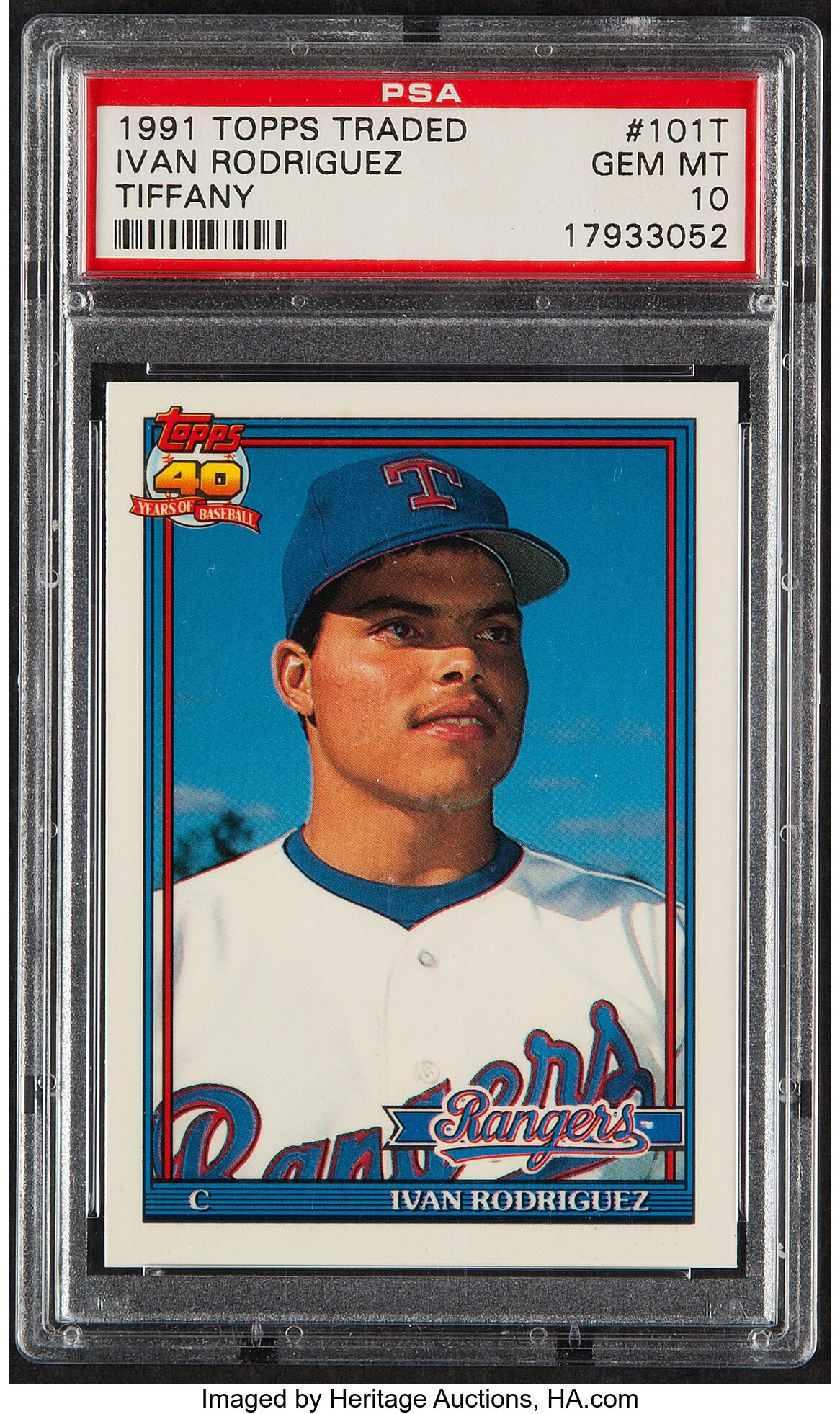 1991 Topps Traded Tiffany Ivan Rodriguez #101T PSA Gem Mint 10., Lot  #44194