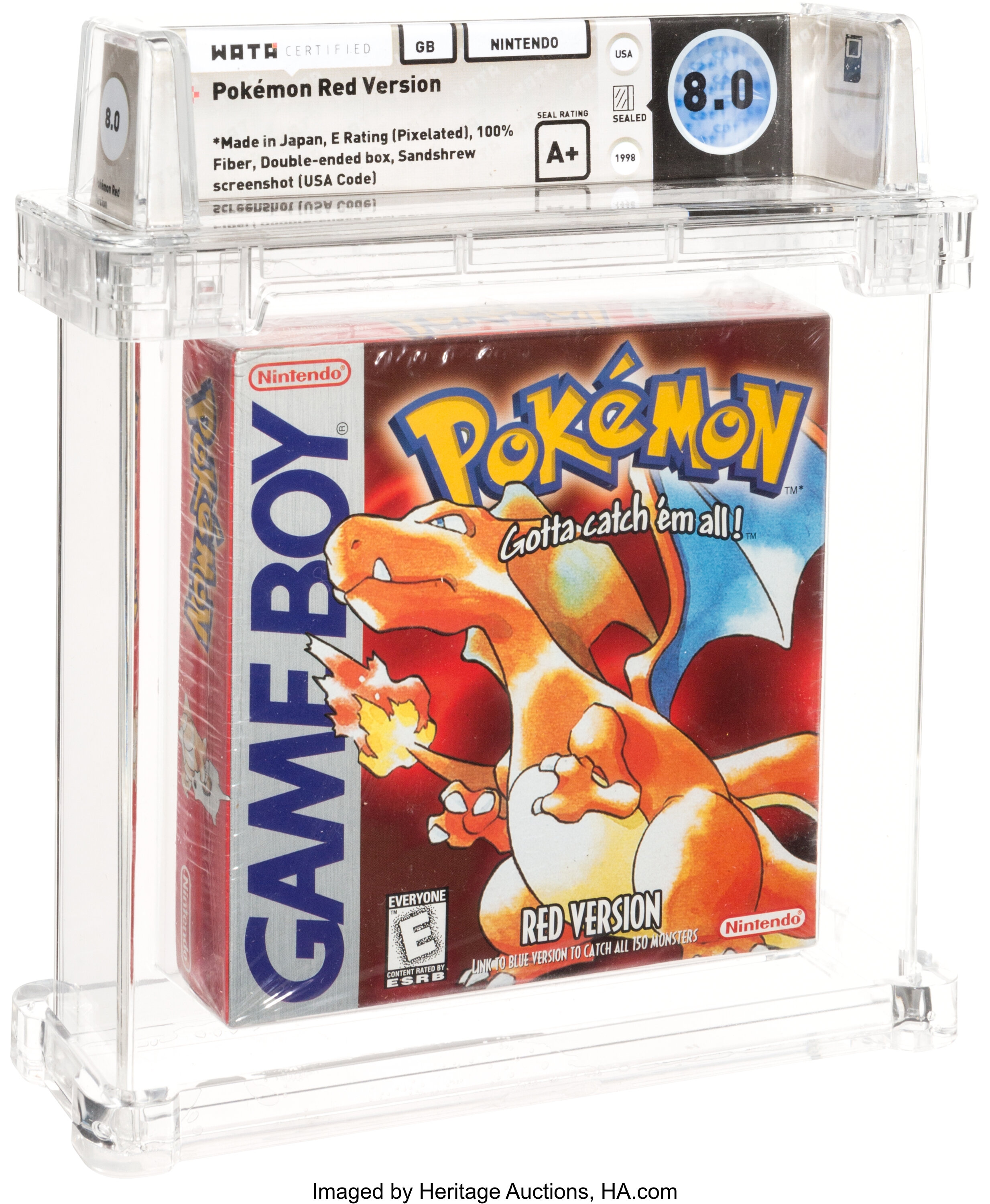 Brand New Sealed Pokemon Fire Red Nintendo Gameboy WATA Graded 8.0 A