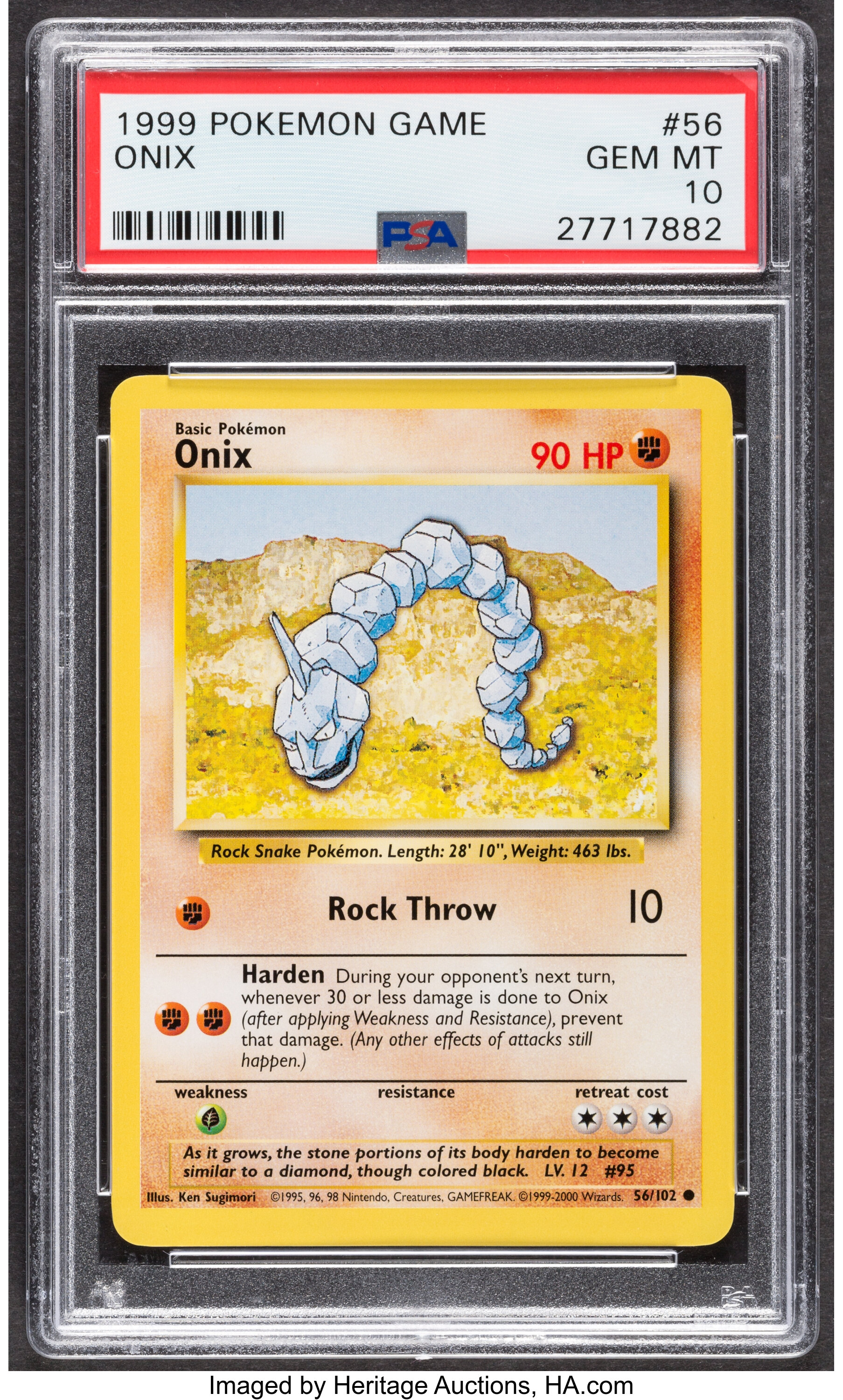 Pokemon Onix 56 Unlimited Base Set Trading Card Wizards Of The Lot Heritage Auctions