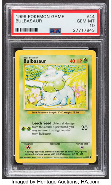 Pokémon Bulbasaur #44 Unlimited Base Set Trading Card (Wizards of