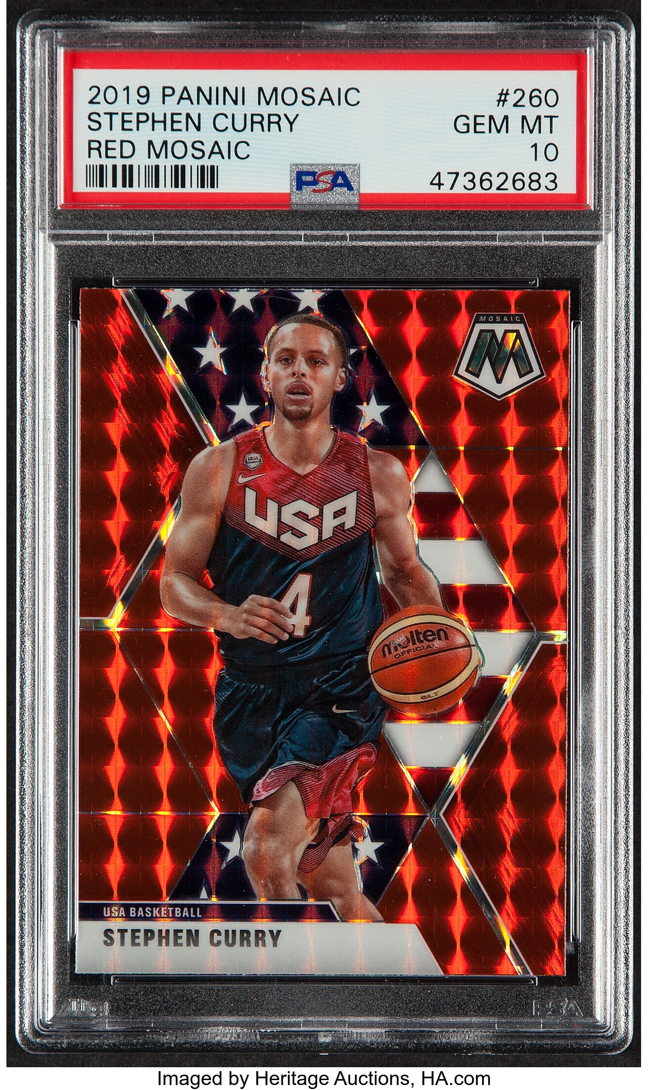 Stephen Curry 2019-20 Panini Donruss Elite Red #30 Graded PSA MINT 9