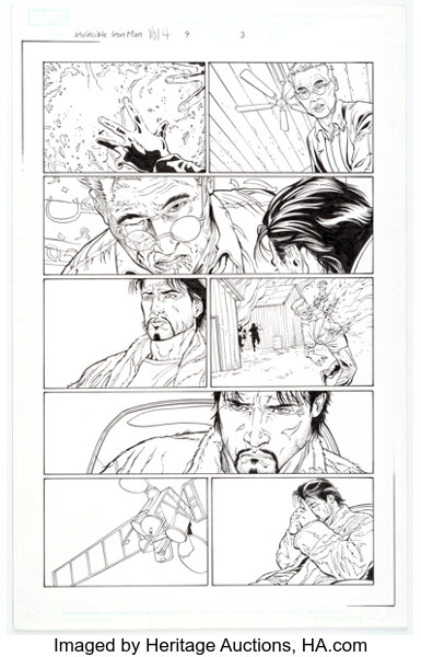 Original Comic Art:Story Page, Patrick Zircher and Scott Hanna The Invincible Iron Man #9 Story Page 3 Original Art (Marvel...