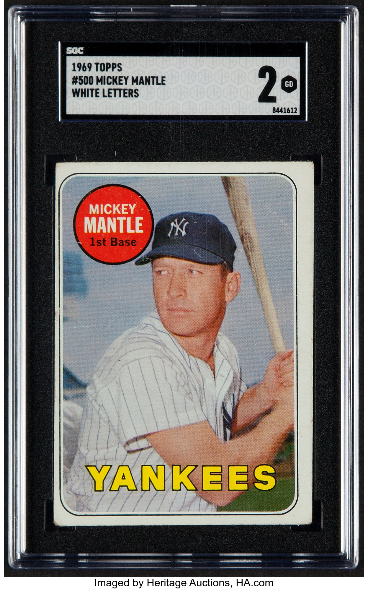 1969 Topps Mickey Mantle Last Name In Yellow New York Yankees Card #500 PSA  2