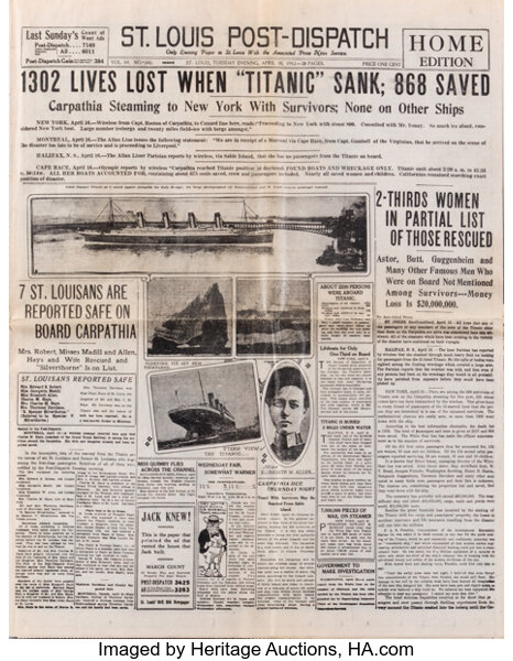 titanic sinking from newspaper