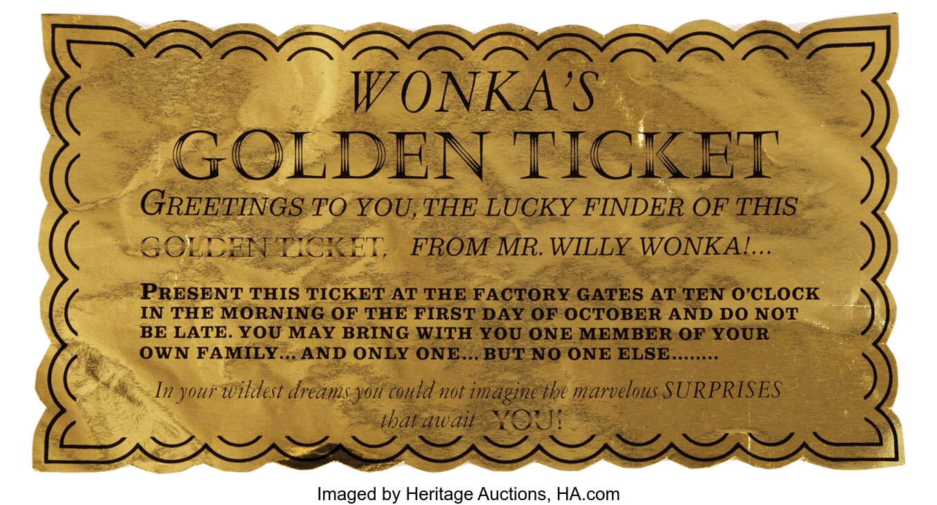 Bonhams : Willy Wonka & The Chocolate Factory An Original Production-Made Golden  Ticket, Paramount, 1971