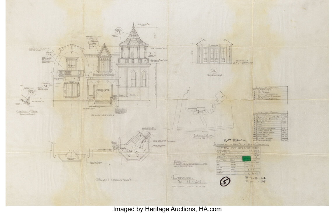 Mansion elevation for The Munsters and floor plan from Munster Go | Lot ...