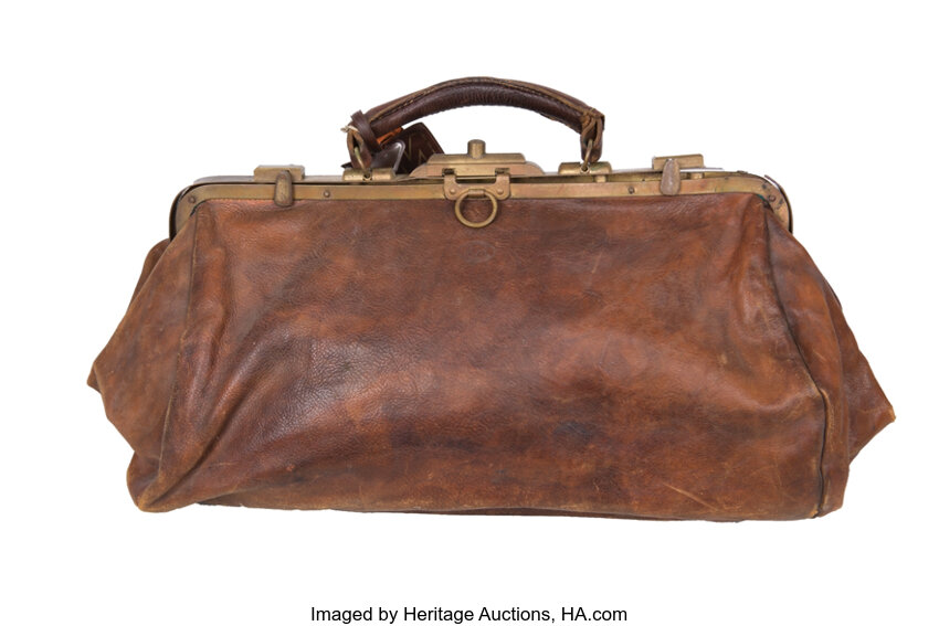 Sold at Auction: Antique leather doctor's bag with compartments