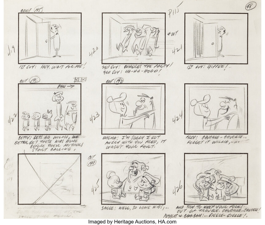 Original production 9-panel storyboard page from The Flintstones. | Lot ...