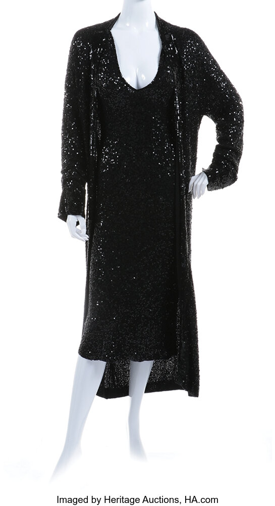 Liza Minnelli black sequin dress with coat by Donna Karan.... | Lot ...