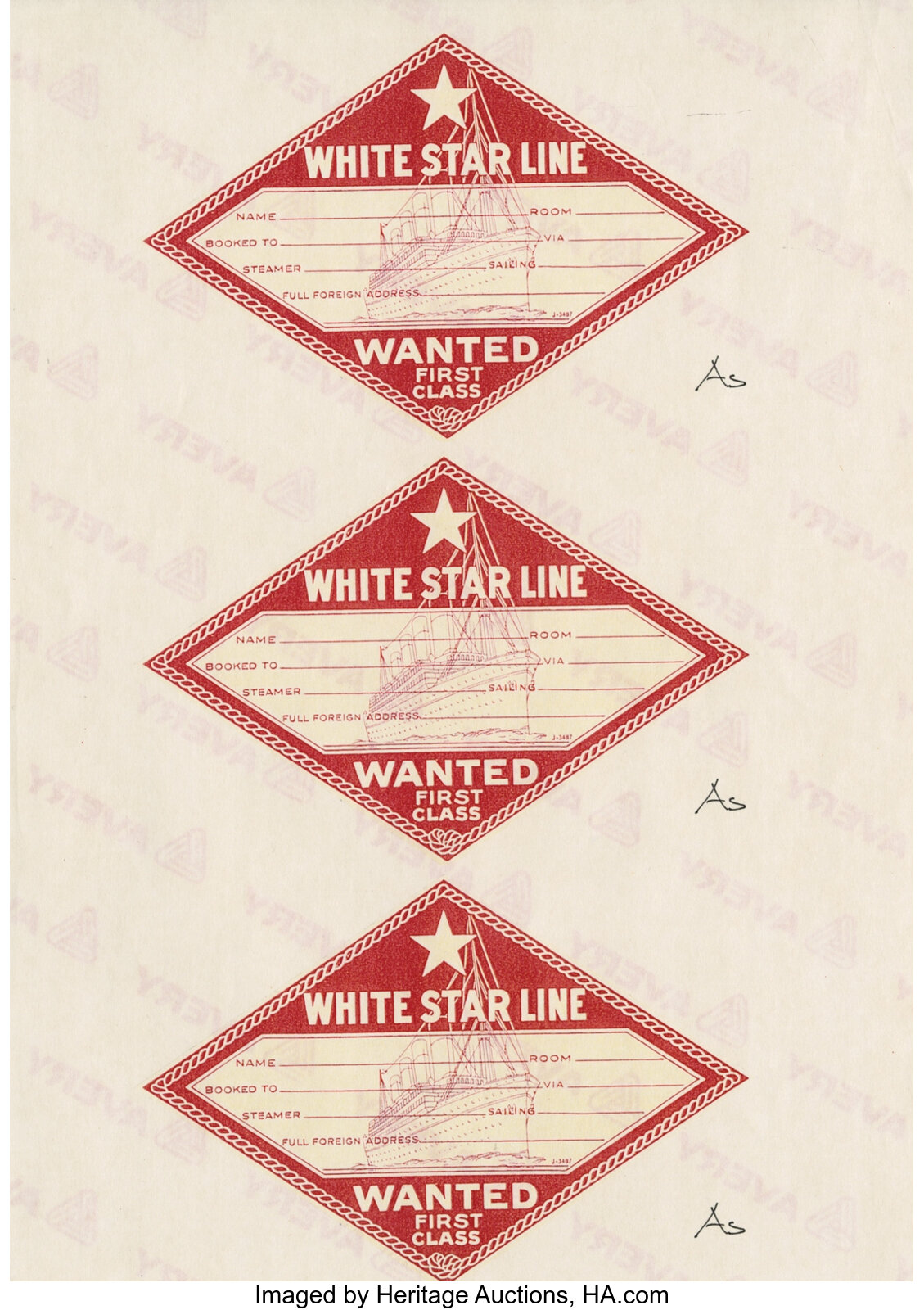 White Star Line Baggage Tag