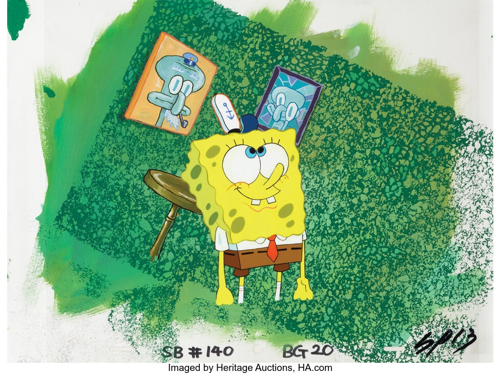 Original SpongeBob Sad Face Cel Background Production