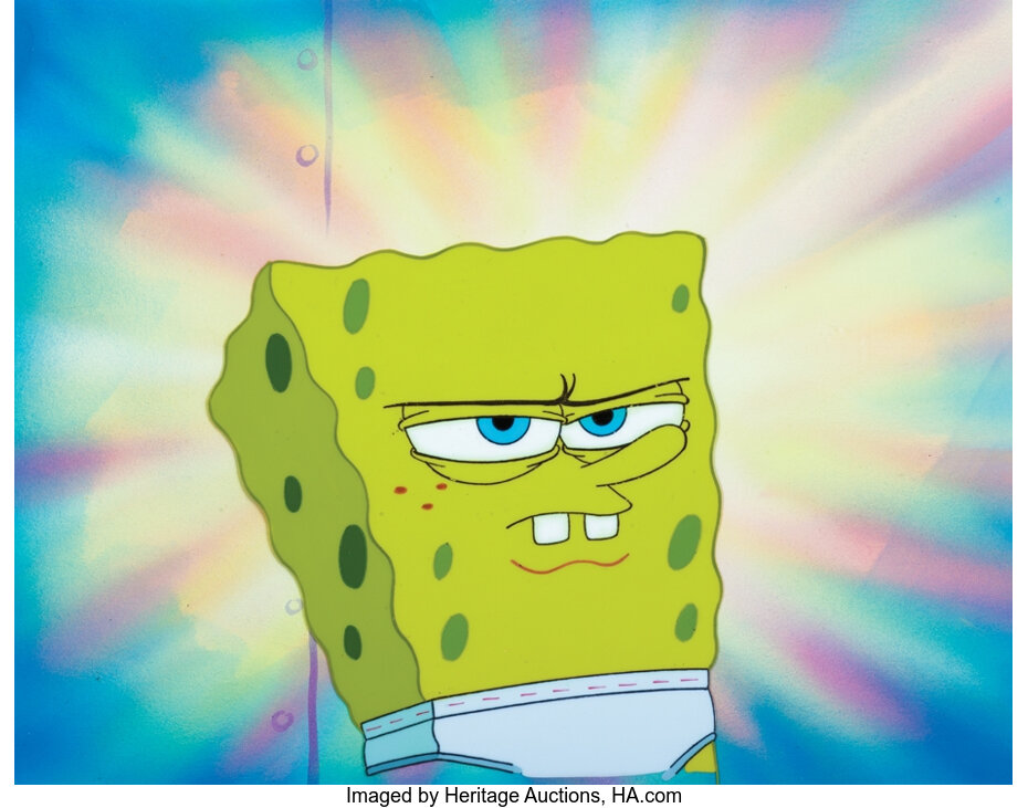 Original SpongeBob Sad Face Cel Background Production