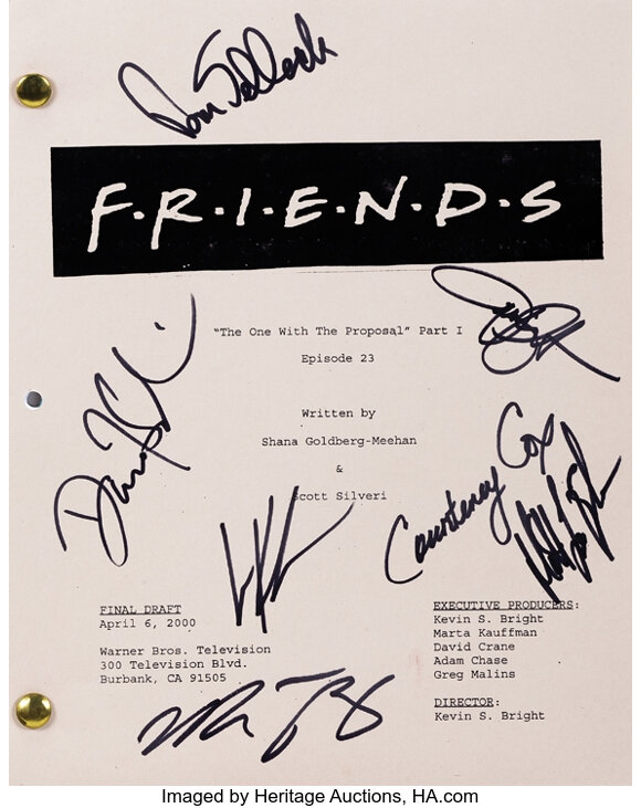 Friends cast signed script. ... Movie/TV Memorabilia | Lot #2191 ...