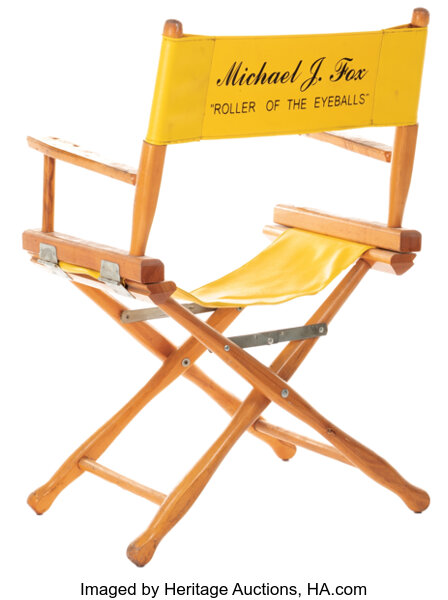 Michael J Fox On Set Chair With Elisabeth Shue Chair Back Lot 1474 Heritage Auctions