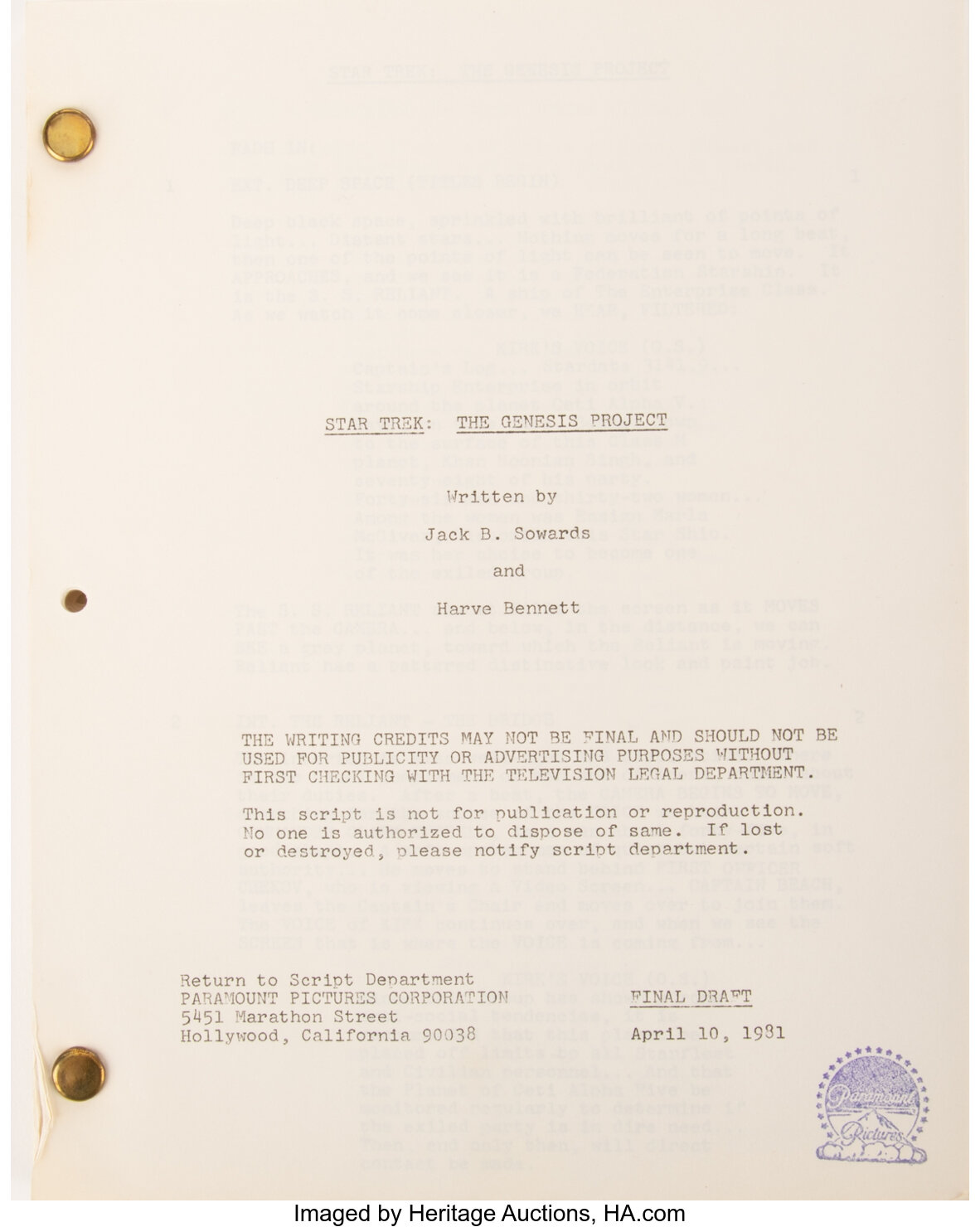 star trek 2 wrath of khan script