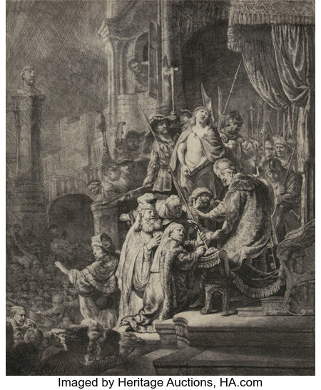 Rembrandt, The Raising of Lazarus, c. 1632, Etching (S)