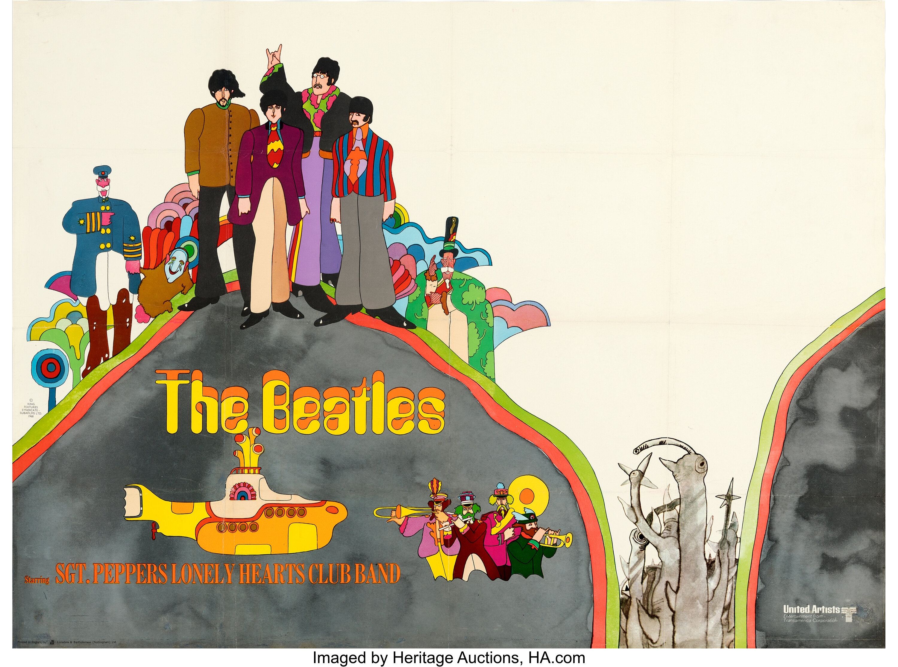 Yellow Submarine (United Artists, 1968). Very Fine- on Linen