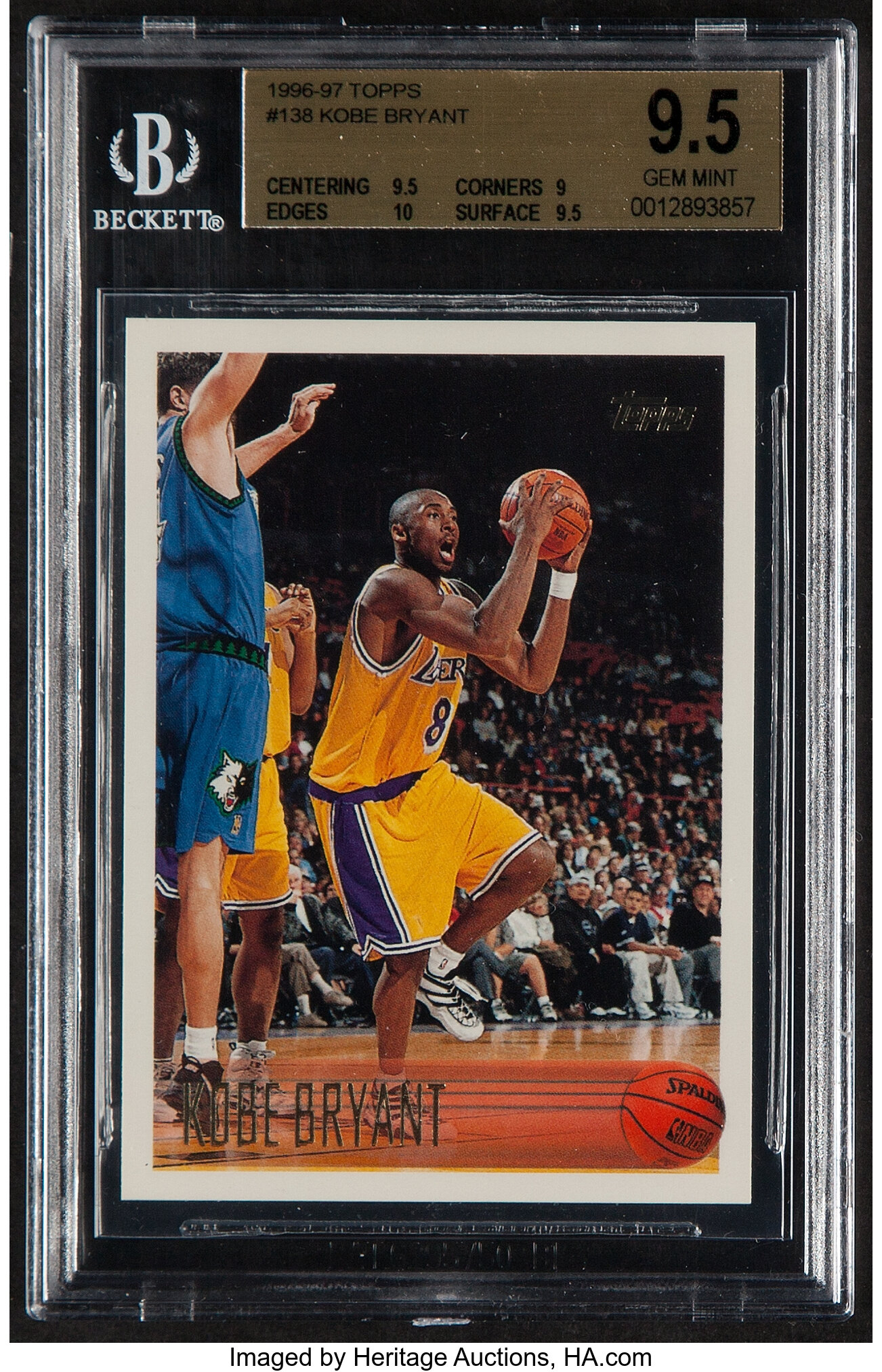 1996 Topps Kobe Bryant #138 BGS Gem Mint 9.5.... Basketball Cards
