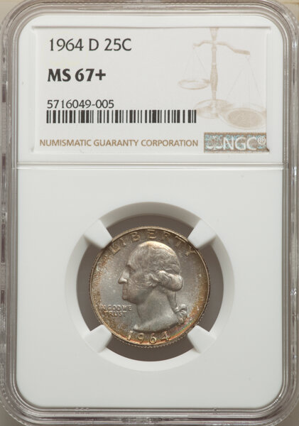 1964-D 25C MS67+ NGC. NGC Census: (95/0). PCGS Population: (85/2