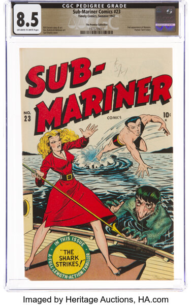 Golden Age (1938-1955):Superhero, Sub-Mariner Comics #23 The Promise Collection Pedigree (Timely, 1947) CGC VF+ 8.5 Off-white to white pages....