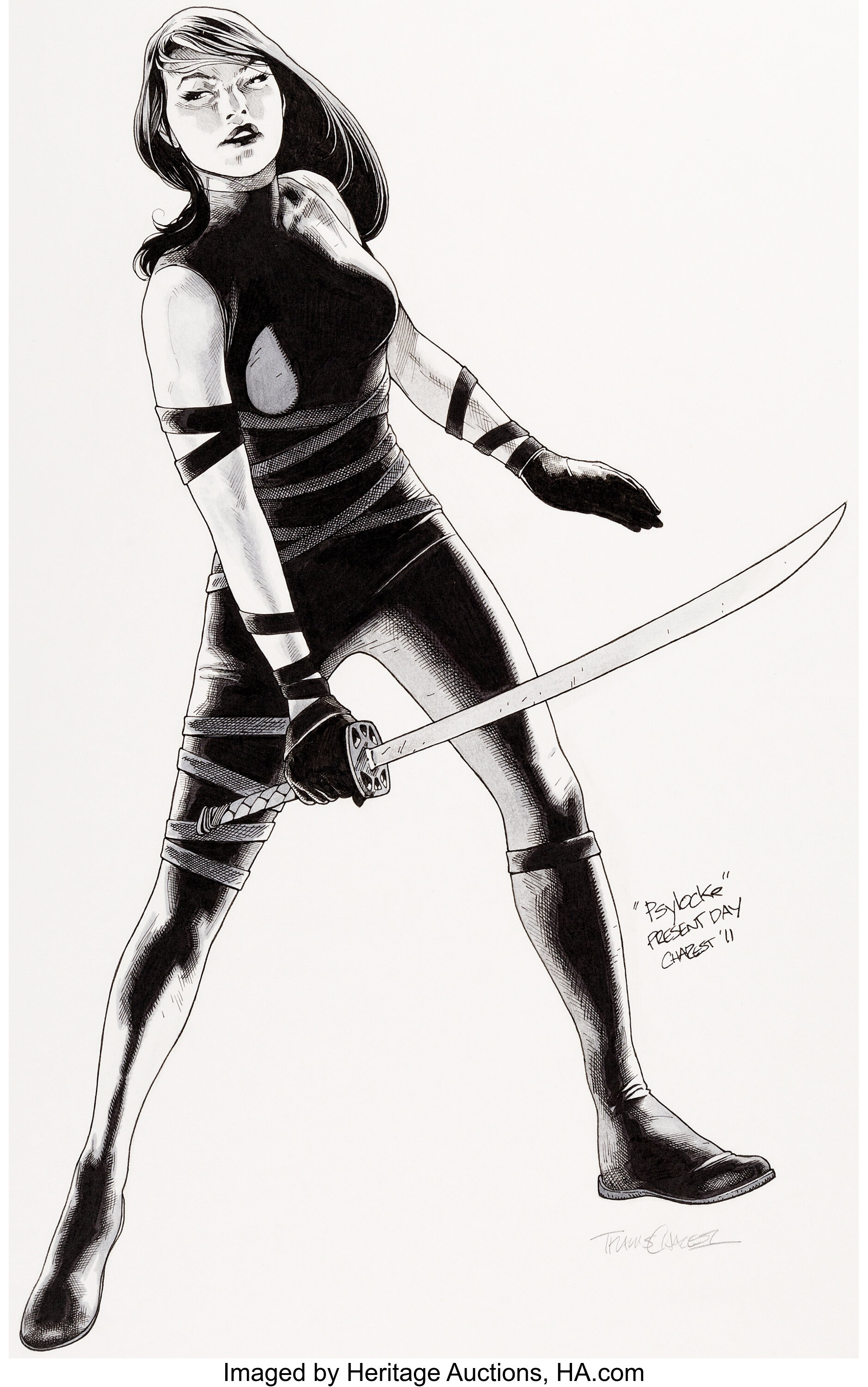 Travis Charest - Psylocke Illustration Original Art (2011).... | Lot ...