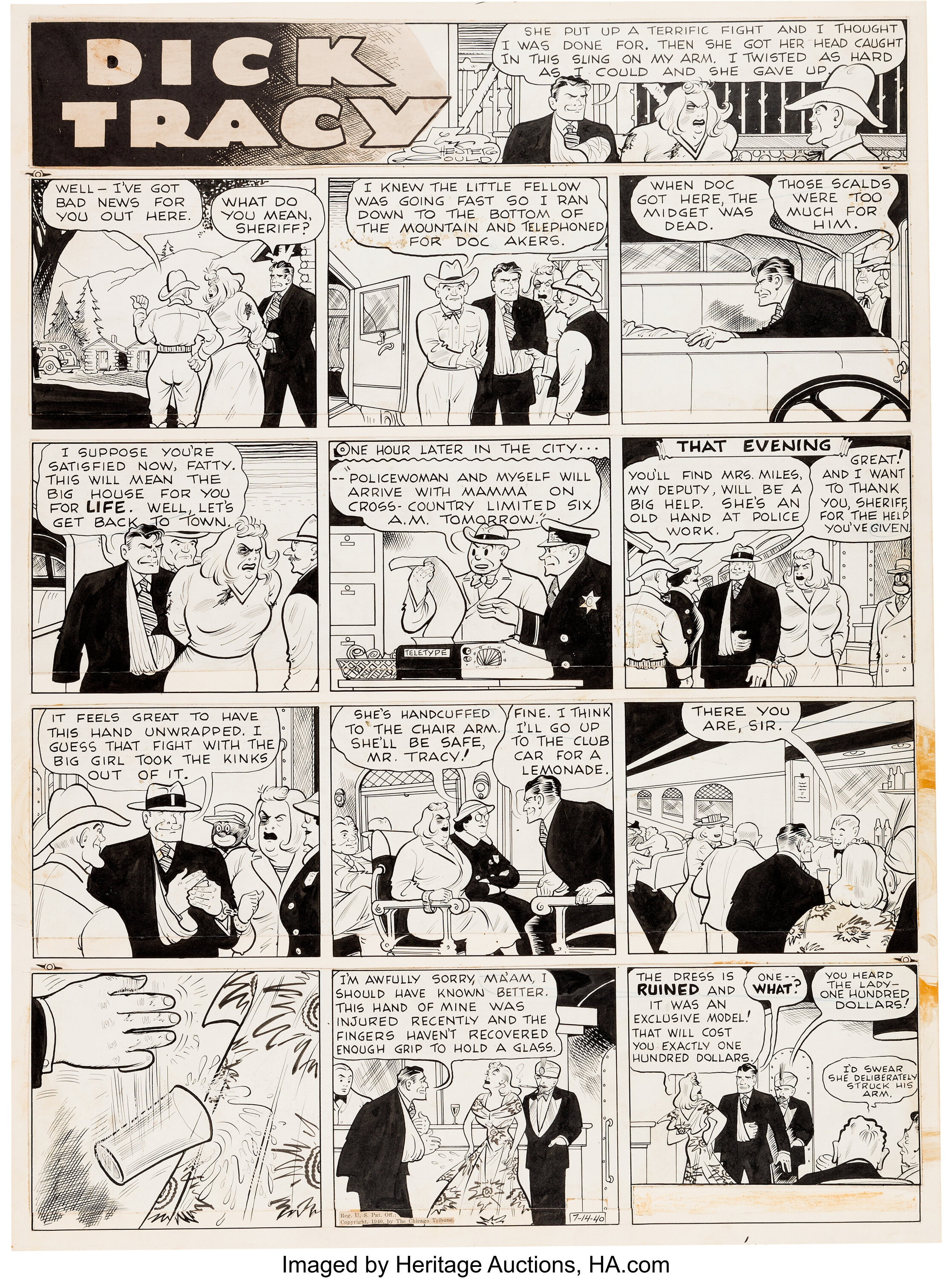 Chester Gould Dick Tracy Sunday Comic Strip Original Art dated | Lot