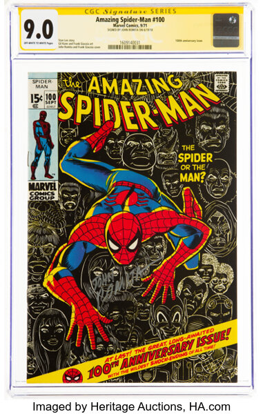 Bronze Age (1970-1979):Superhero, The Amazing Spider-Man #100 Signature Series: John Romita (Marvel, 1971) CGC VF/NM 9.0 Off-white to white pages....