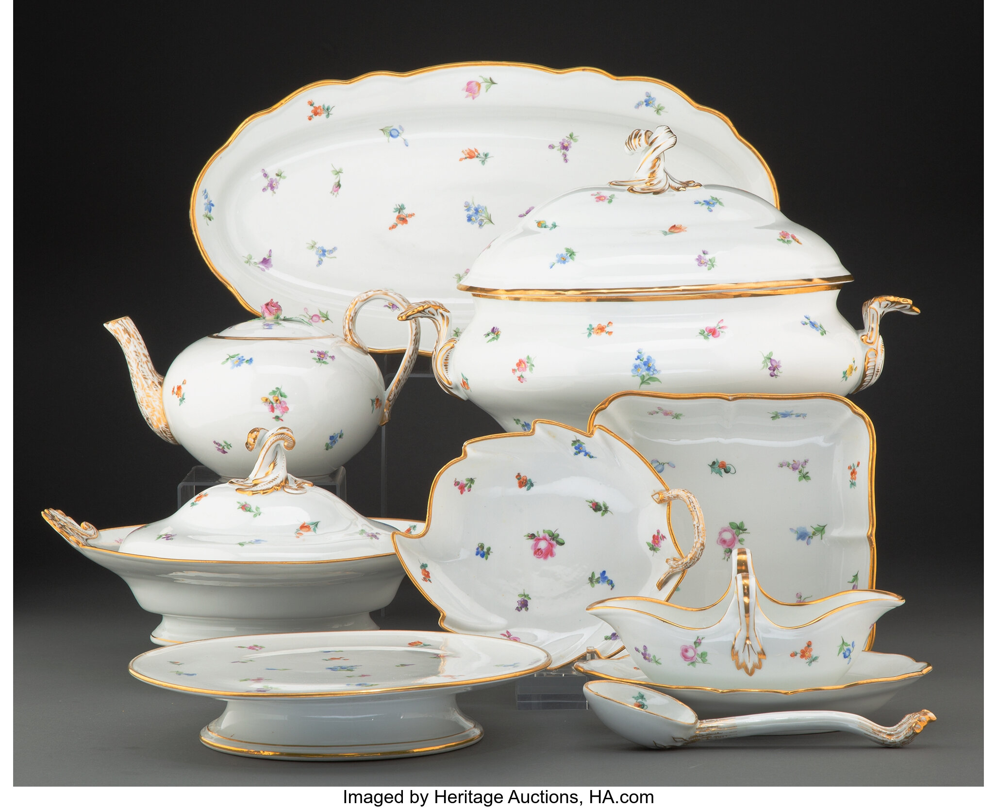 A Two Hundred-Four-Piece Meissen Scattered Flowers Partial