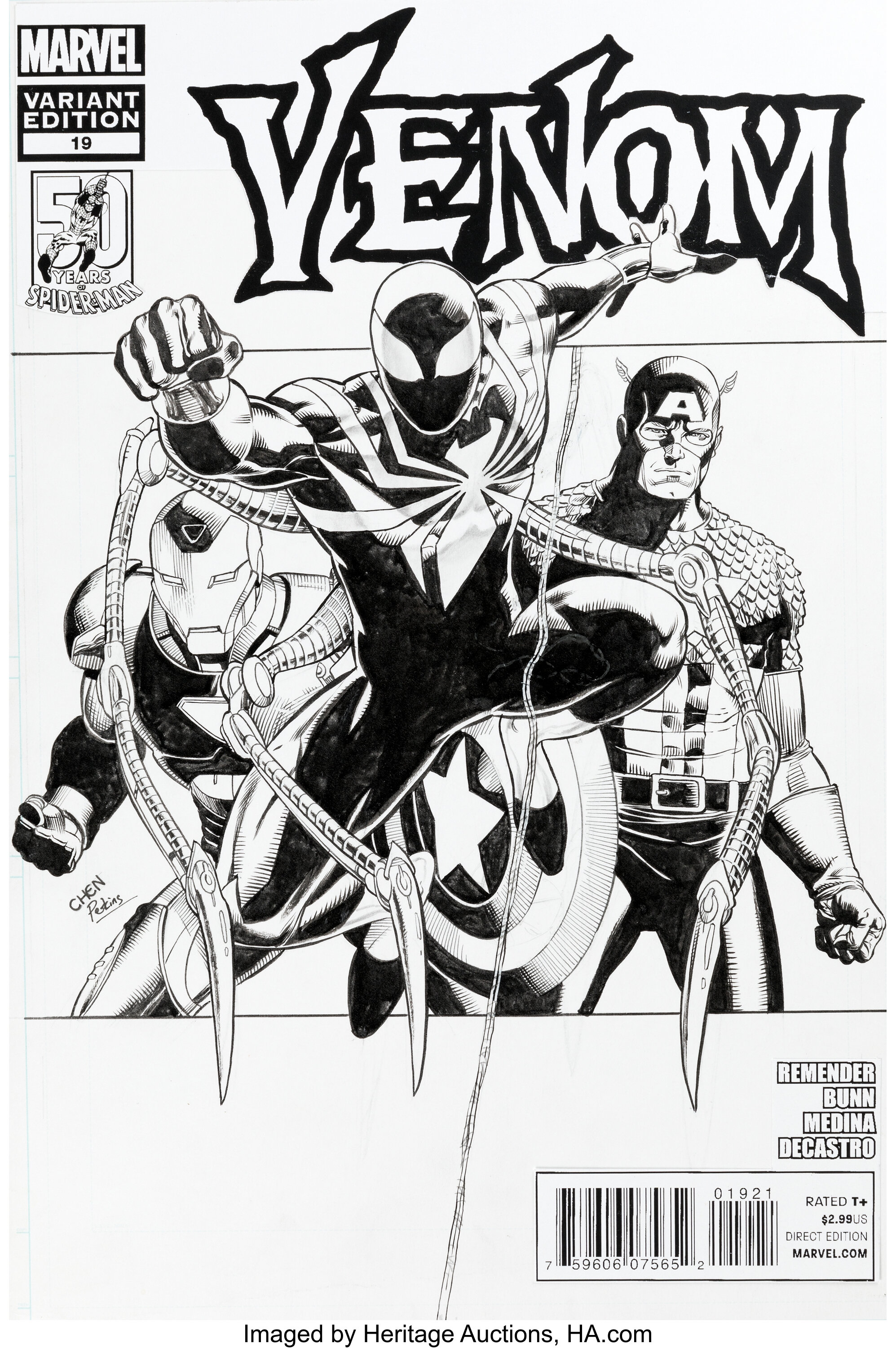 Sean Chen and Mike Perkins Venom #19 Variant Cover Original Art | Lot ...